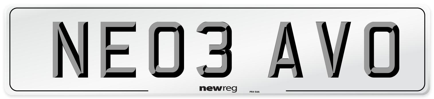 NE03 AVO Number Plate from New Reg